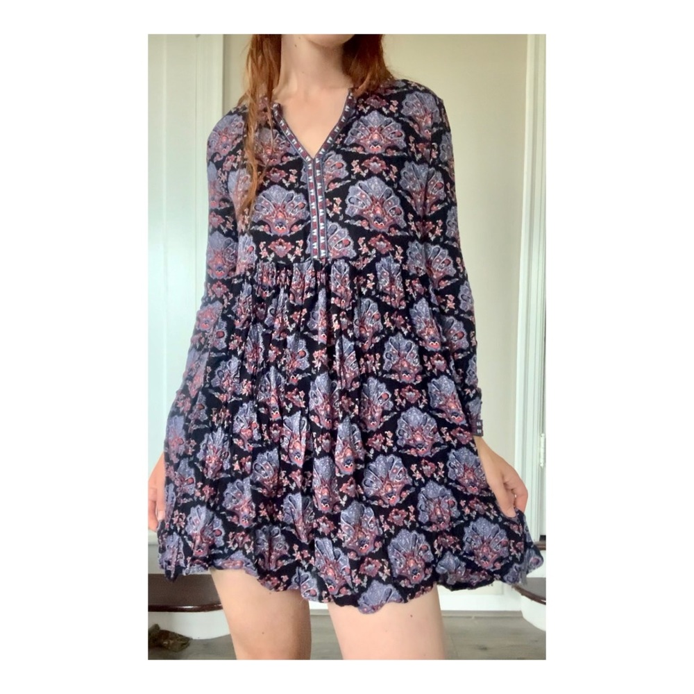 Pepe Jeans Boho Patterned Flowy Long Sleeve Dress S